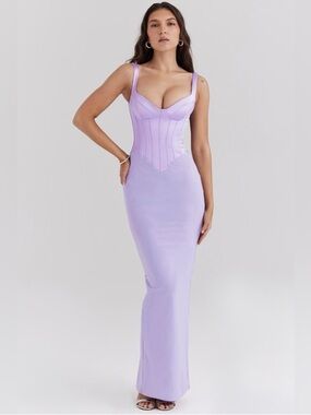 House of CB lilac breeze orchid Satin corset maxi dress Small